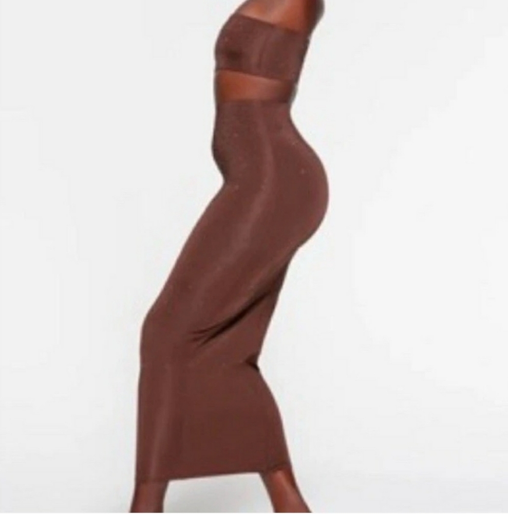 Skims Swarovski Skirt Cocoa Small Zip Back